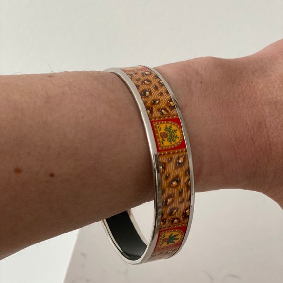 Authentic Hermes Orange Enamel Pineapple Bracelet - Stunning Statement Piece - Picture 2 of 5